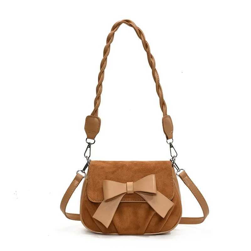2025 Winter New Womens Retro Bow Square Bag - Fashion Twist Shoulder Strap Underarm Versatile Messenger BagW251111