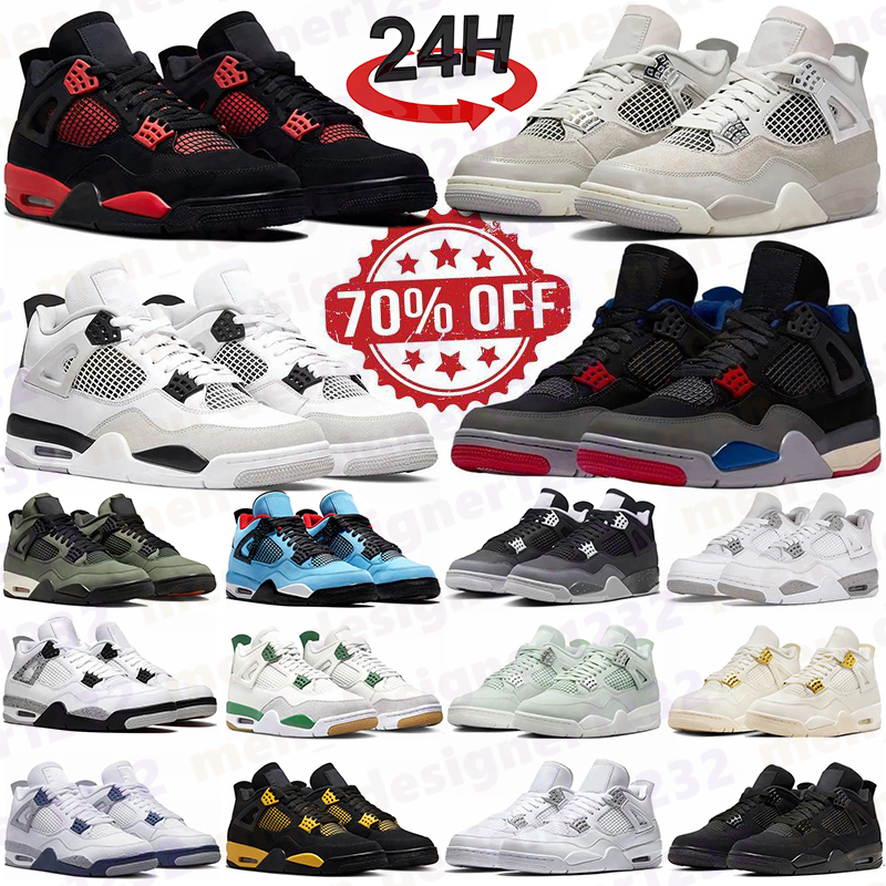 4s Designer 4 basketball shoes Black Cat Military White Bred Red Cement Thunder Oreo Cool Grey University Blue Pine Green Seafoam mens trainers sneakers 36-47