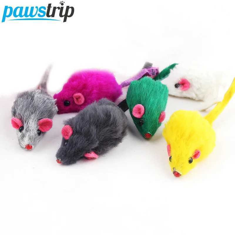 Pawtrip Rabbit Fur Fake Mouse Pet Cat Toy Feather Rainbow Ball Toy Cat Fun Play Toy Cat Y250412