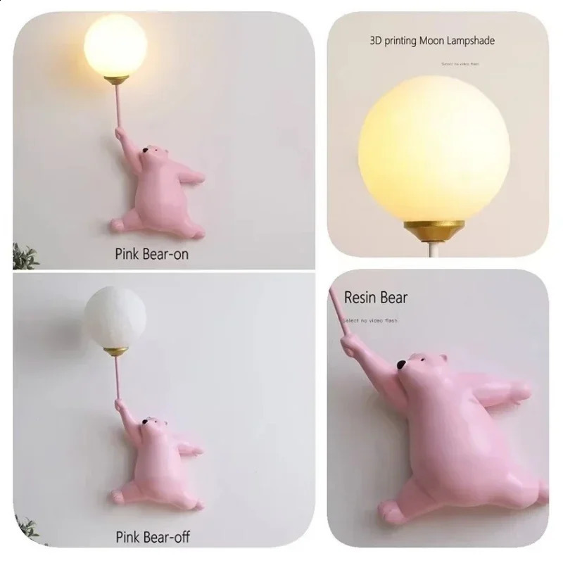 Modern Minimalist Cartoon Bear LED Wall Light Bedroom Research Living Room Childrens Protection Night Light Home Decoration Lighting 250411