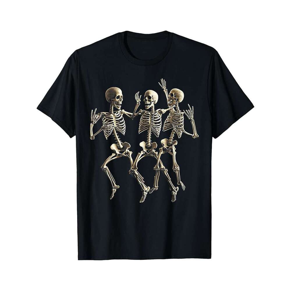 Designer T shirt Skeleton Halloween Costume Spooky Dancing Skeletons Bones - 220g T shits