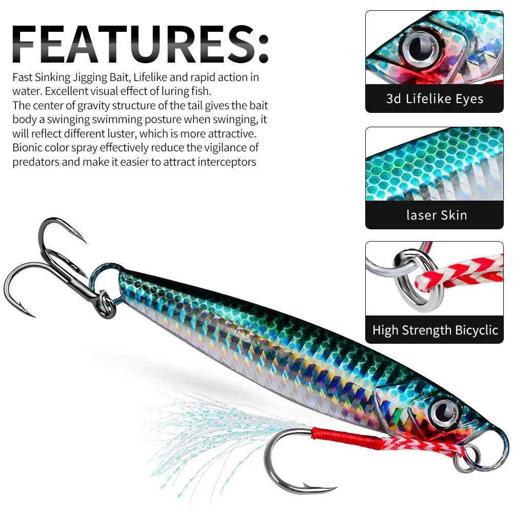 PROBEROS Luya Iron Plate Sea Fishing Metal Bionic Bait 17g/21g/24g/30g/40g/60g Double Hooks Luminous Fake Bait Wholesale Z250411