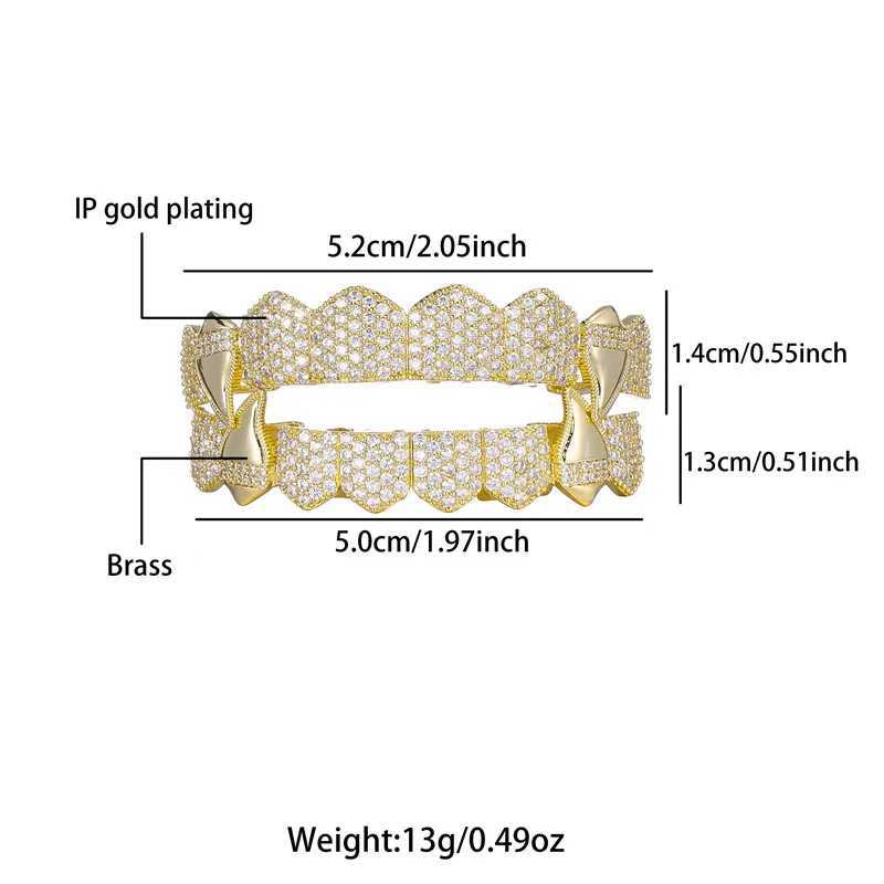 Htpwe Hip Hop Full CZ Stones Teeth Grillz Hat Cube Zircon Ice Out Mini Paving Mens and Womens Jewelry Top and Bottom Charm Grill W250412
