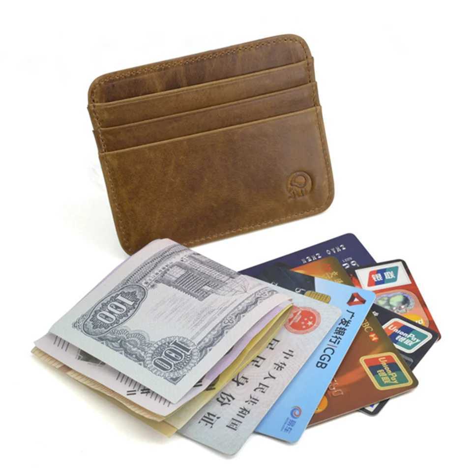 Cowhide Leather Card Case Mini ID Card Clip Small Wallet Mens Ultra Thin Wallet Mens Wallet Card Clip Card Clip Business Z250411