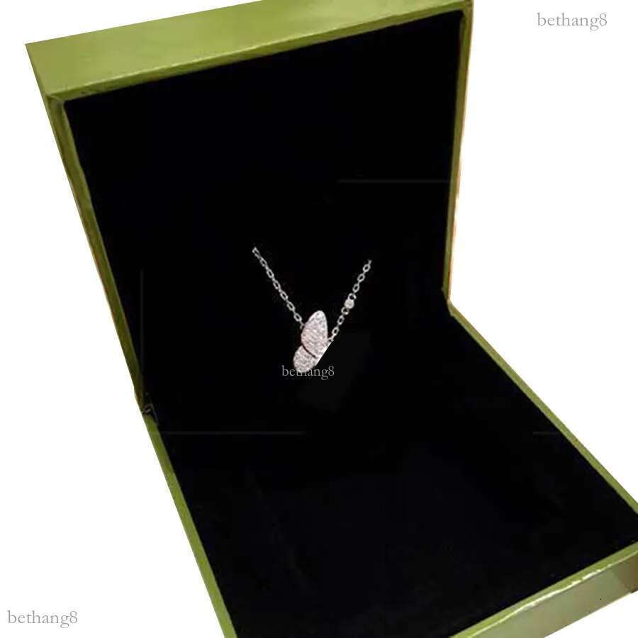 necklace Designer Jewelry Two butterfly Pendant Necklaces for women rose gold dia Red Bule White Shell stainless steel platinum Wedding gift wholesale
