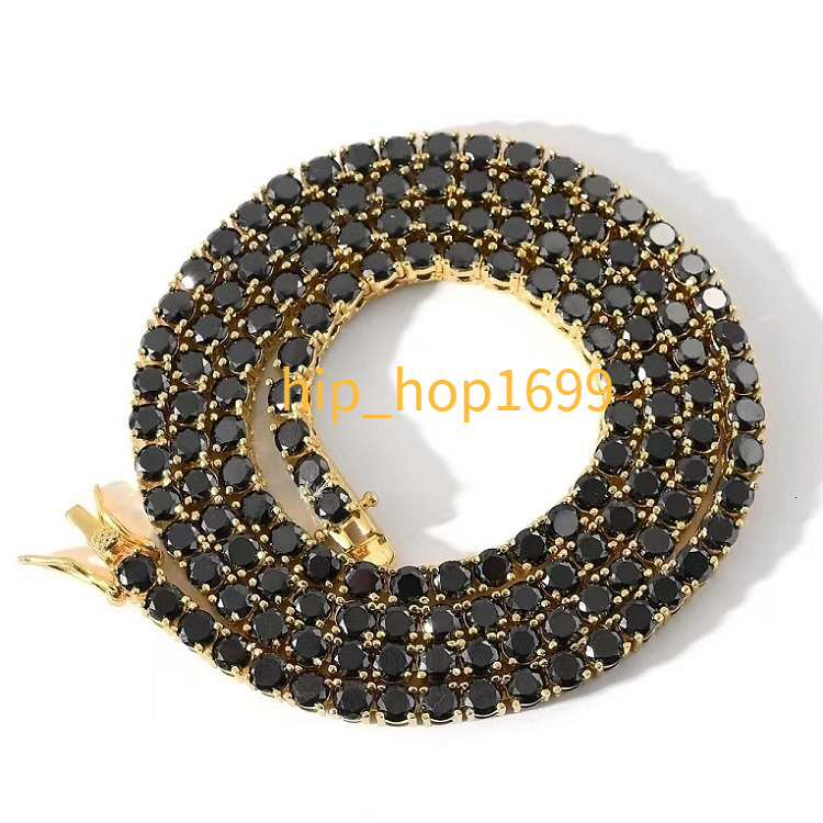 Hiphop Jewelry 4mm Black Tennis Bracelet Necklace With VVS Moissanite Pure Silver 925 Tennis Chain
