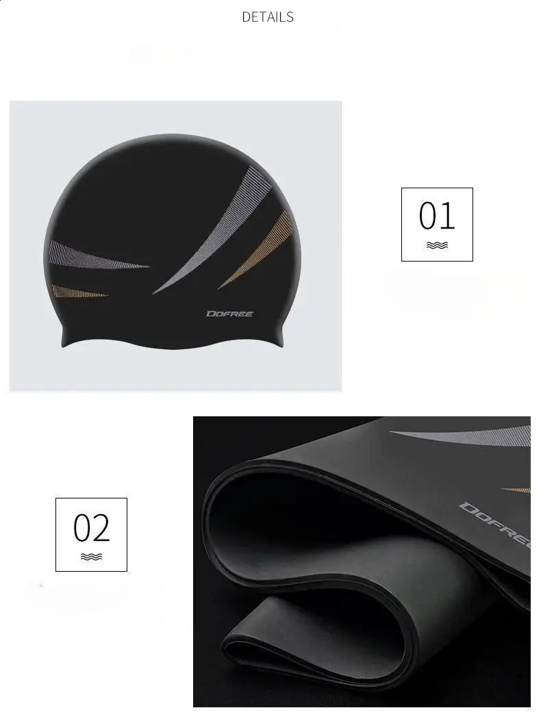 Swimming Cap Men Silicone Adult Training Universal Solid Color Large Comfortable No Strangulation Waterproof Print Tiger Stripe 250411