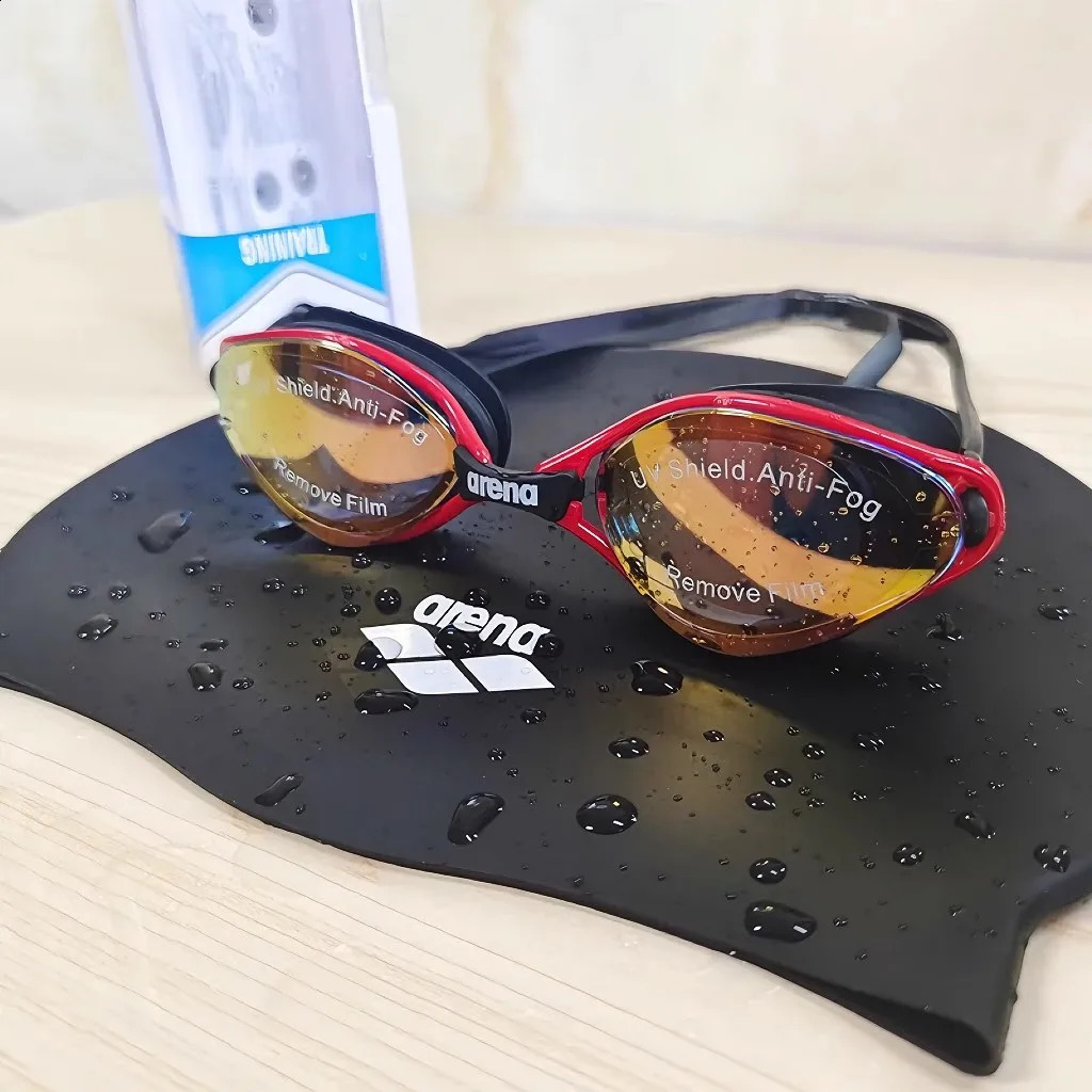 Arena swimming goggles for men and women waterproof and anti fog swimming goggles professional competition swimming cap set 250411