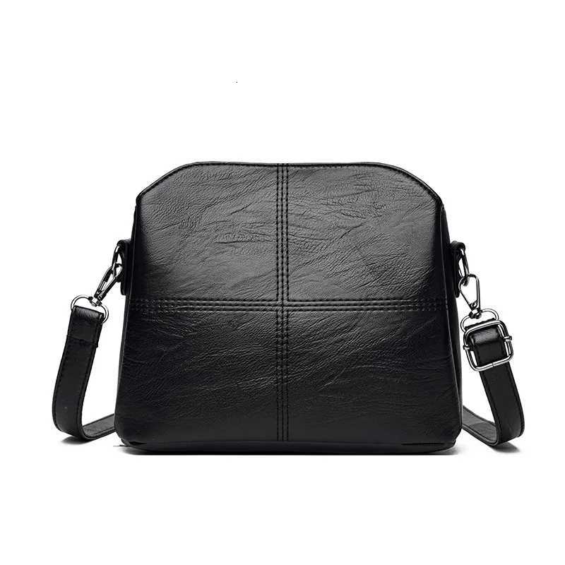 New Fashion Womens Bucket Bag Multi Layer Versatile Middle Aged Mom Soft Leather Shoulder Crossbody BagT2511112