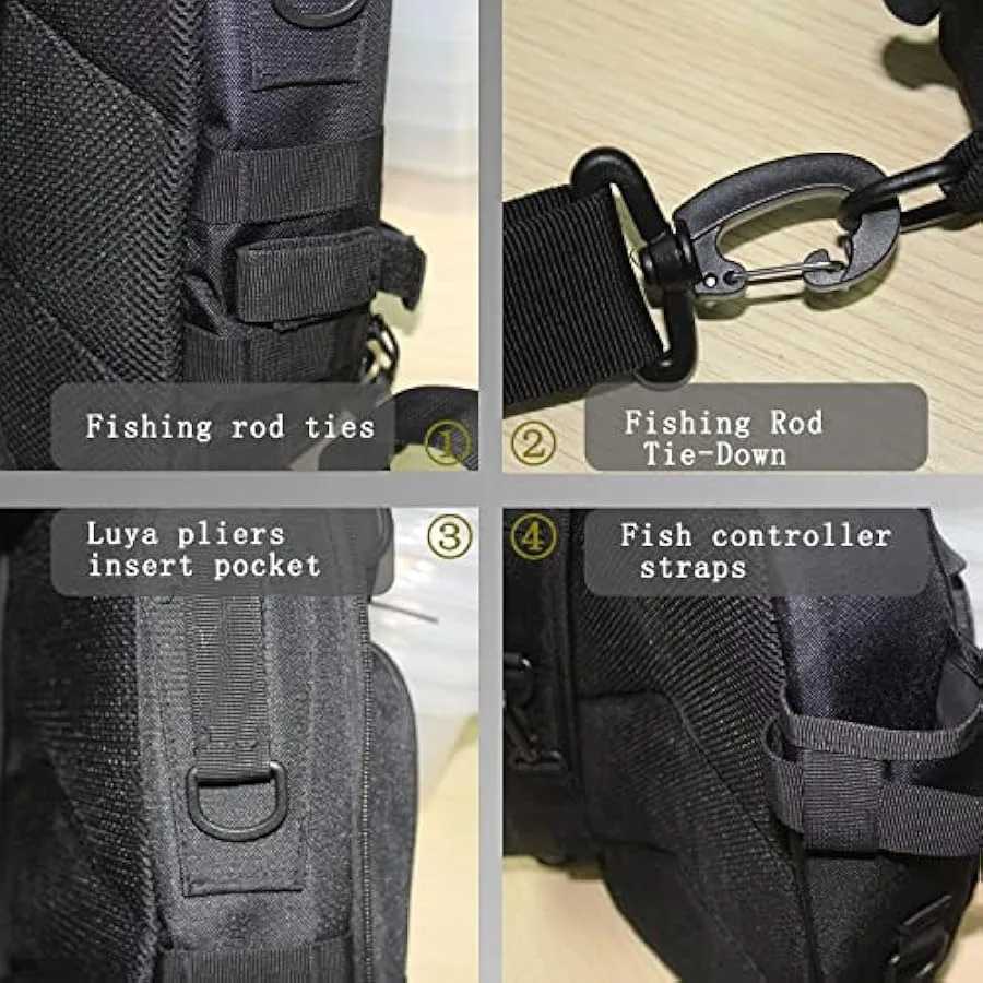 Fishing Backpack Tackle Bag Sling Bag Water-Resistant Fishing Backpack with Rod Holder Large Fly Fishing Bag for Fishing Campin Z250411