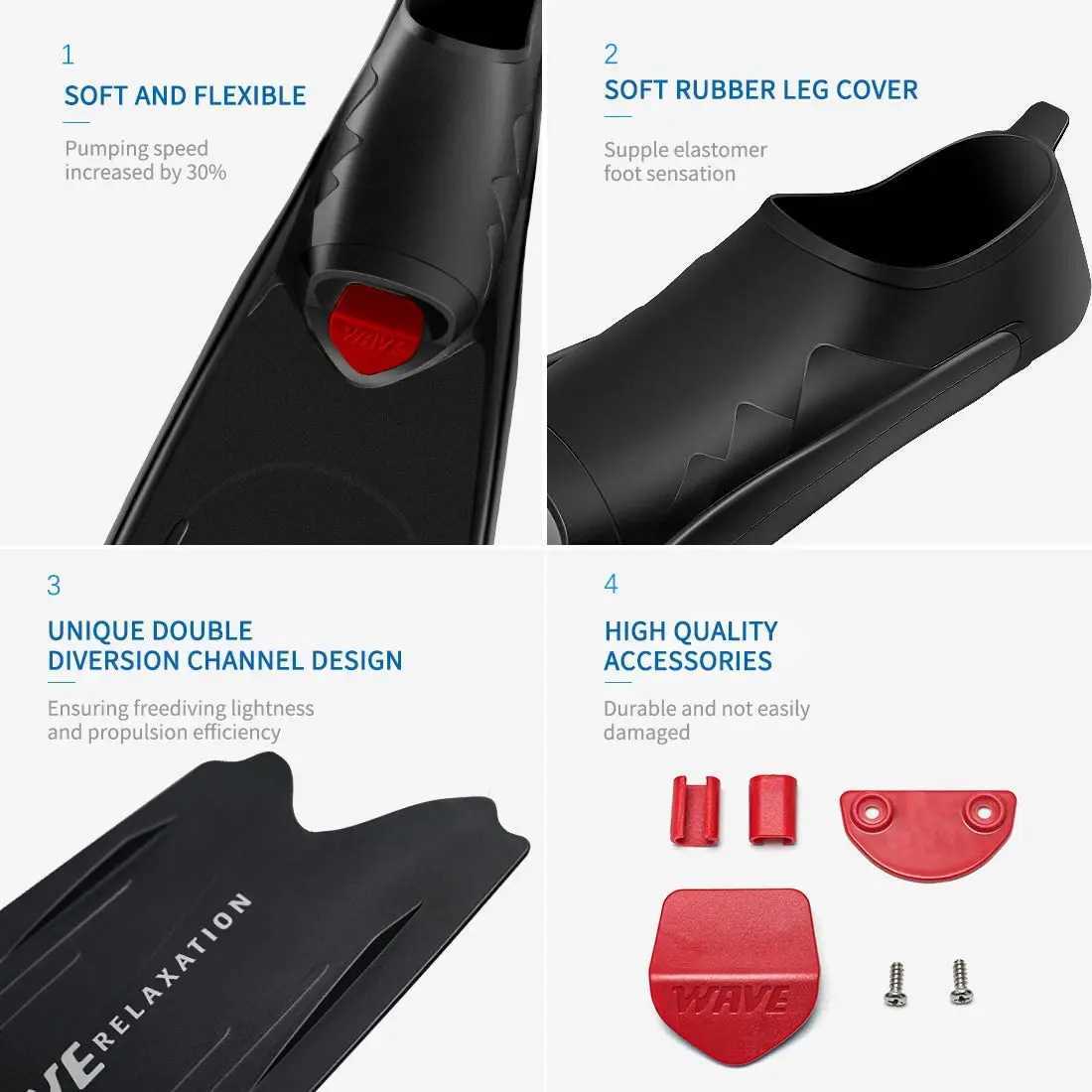 New professional spear fish free diving fin flip PP TPR scuba anti slip water sports snorkeling long finY250412
