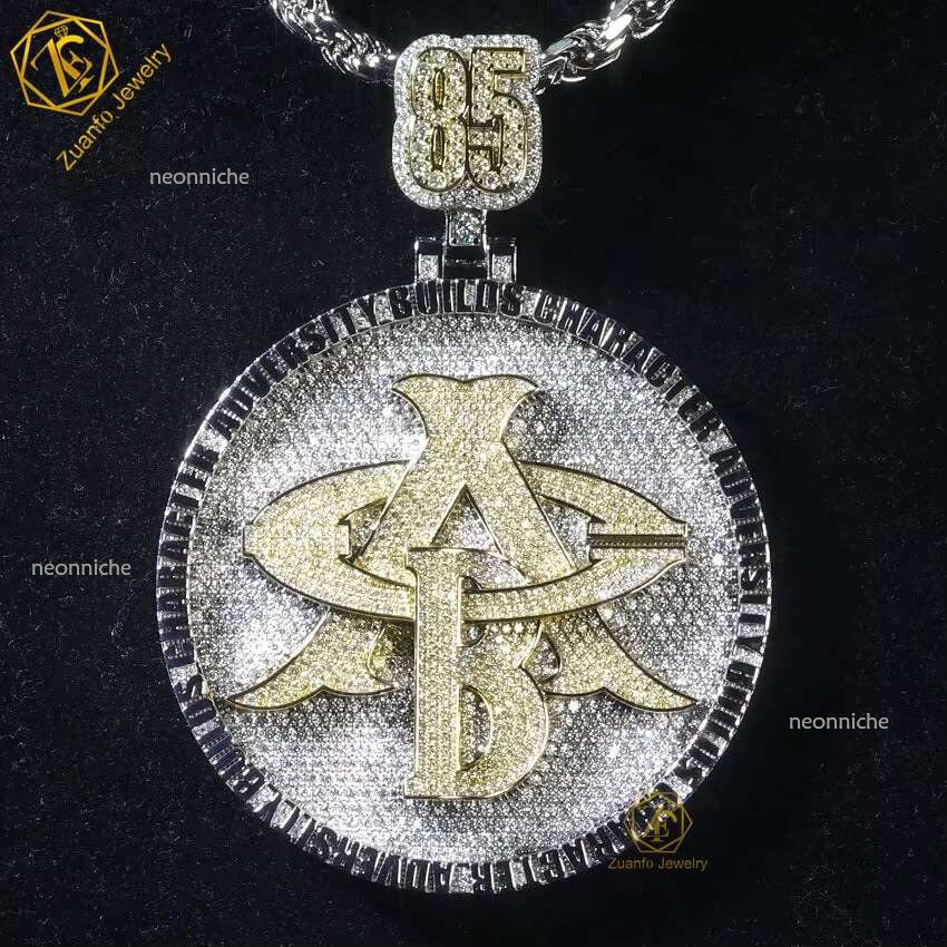 Custom Hip Hop Jewelry Moissanite Dias Necklace Pendant Initial Letter Sier Iced Out Pendants