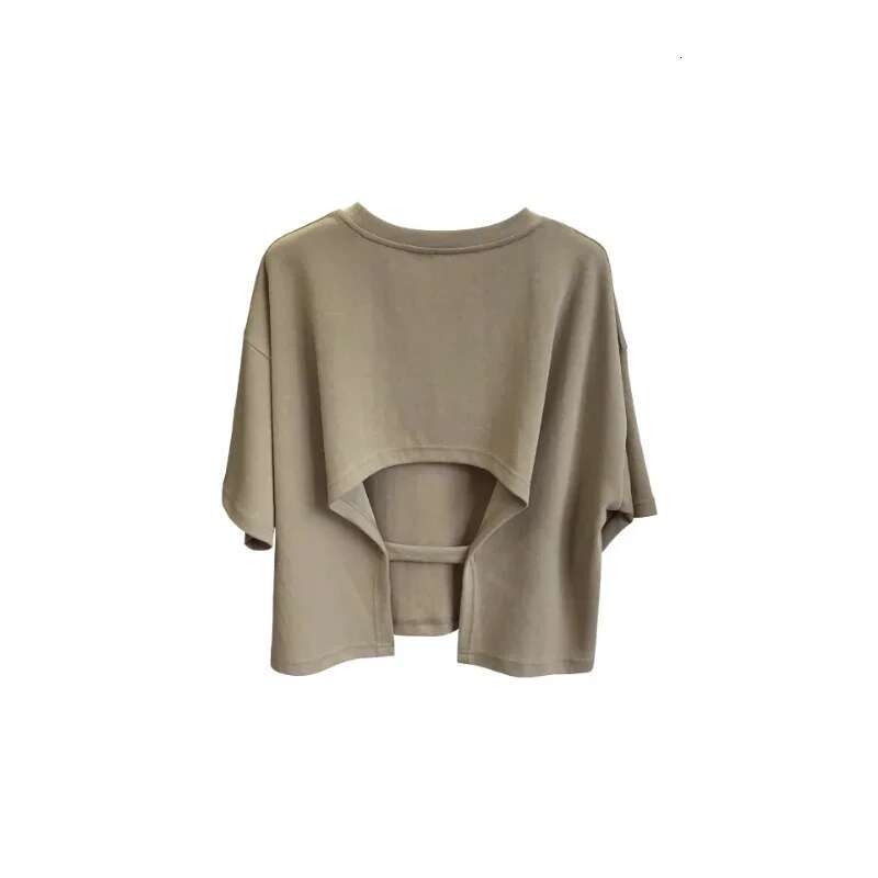 Summer New Ladies Casual Backless T-Shirt 2023 Korean Women Round Neck Loose Sweet Spicy Wind Short-Sleeved Crop Tops