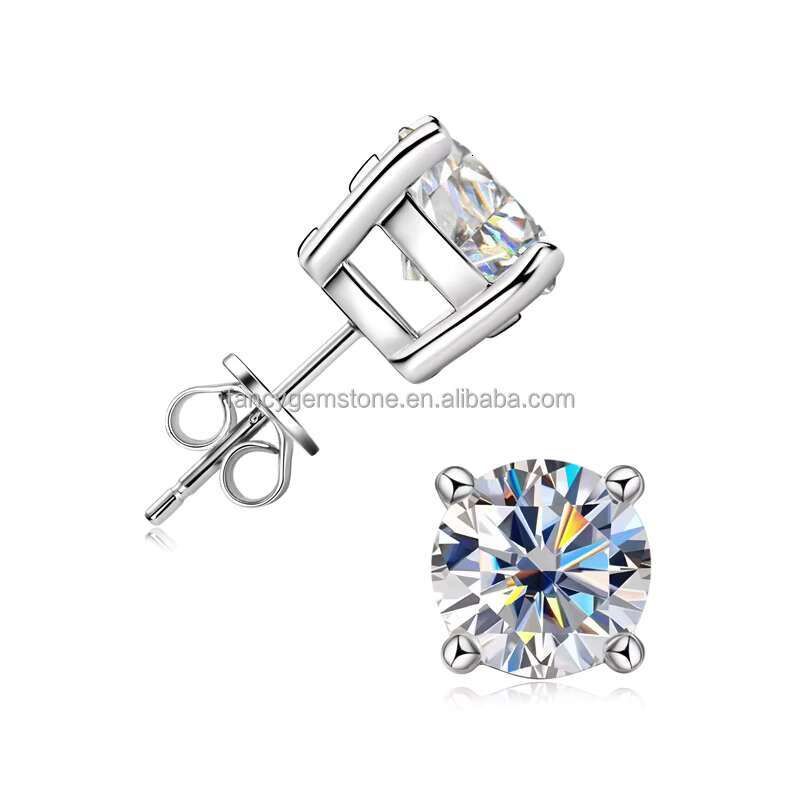 Wholesale Real Diamond Earring Factory Price 10K 14K 18K Solid Gold Round Cut Moissanite Stud Earrings for Men Women
