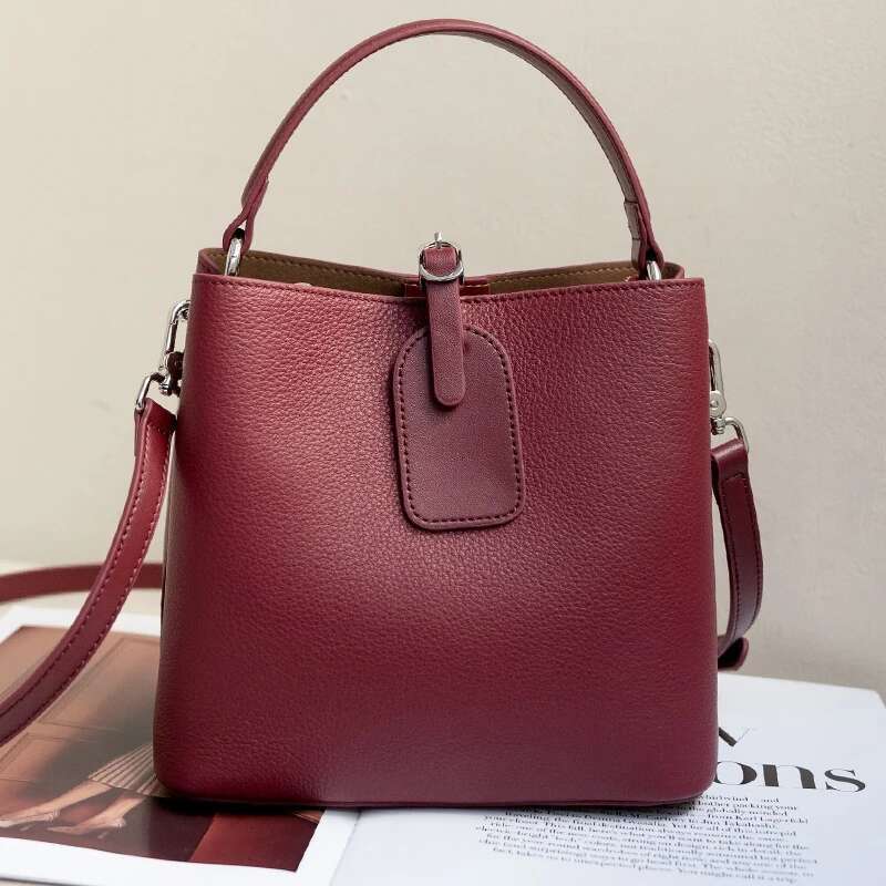 Genuine Leather Fashion Ladies Bucket Large Capacity Shoulder Crossbody Designer Bag For Women