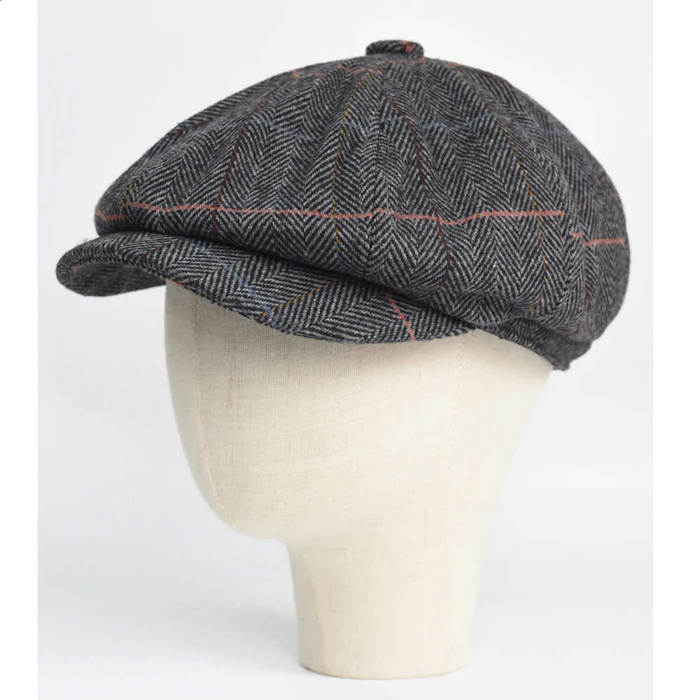 Autumn Winter Thick Warm Wool Herringbone sboy Cap Men Cabbie Beret Hats Octagonal Hat Detective Hats Retro Driver Flat Caps 250403