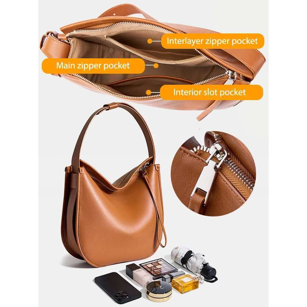 Designer Bag Zency Women Brown Messenger Soft Leather Fashion Girl Handbags Designer Shoulder Large Capacity Hobo Bag Satchel 2024