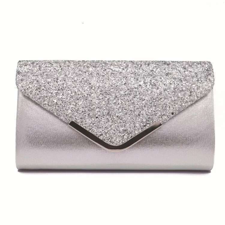 Party Purses and Handbags Sier Women Evening Envelope Handbag Prom Sequin Clutch Purse Chain Shoulder Cross Body Bag For