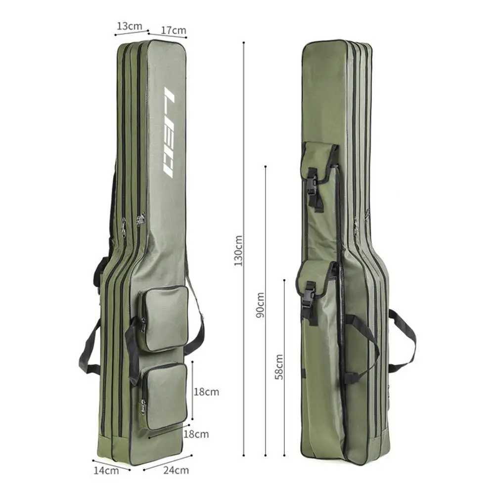 1.3m Portable Folding Fishing Rod Bag 2 Layer Fishing Pole Gear Tool Storage Case Backpack Fishing Equipment Fishing Reel Bag Z250411