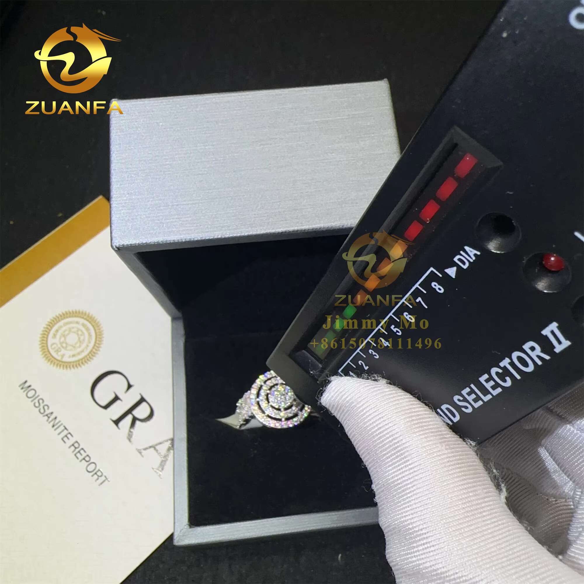 Factory Price Drop Shipping Pass Diamond Tster GRA Certificate 925 Sterling Silver Moissanite Diamond Hip Hop Iced Out Ring