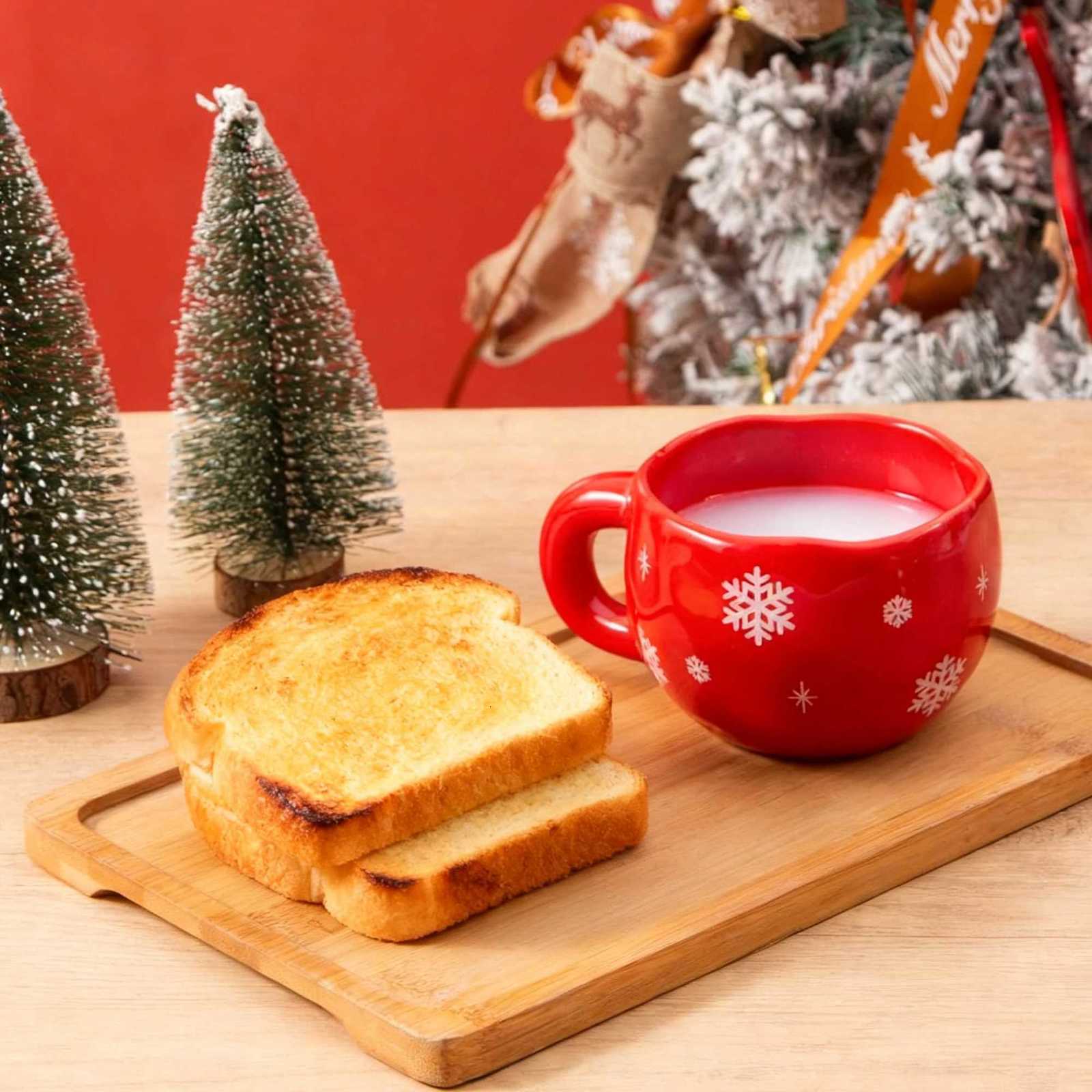 Christmas 1pc 230ml/78oz red Christmas ceramic coffee cup hand held textured ceramic cupcan be used as a Christmas for family friends Y251112