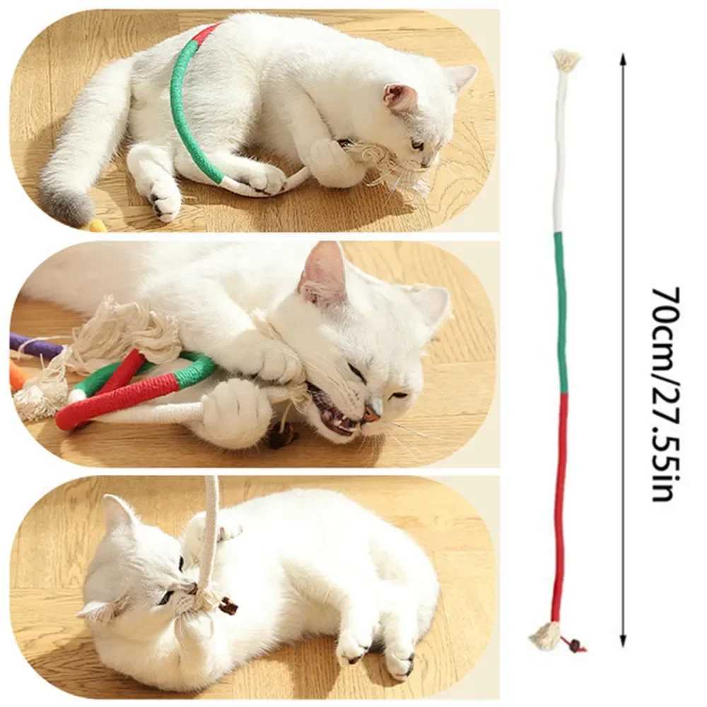 Cat Toys Interactive Plush Cotton Rope Toys Silver Vine Cat Teasing Toys Cleaning Mouth Cat Playing Toys Pet Supplies Accessories Y250412