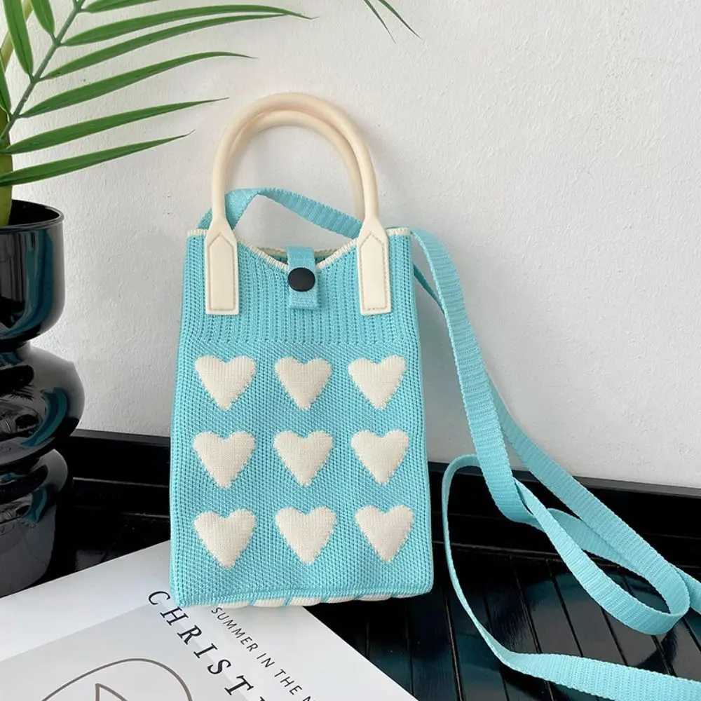 Handbag Wallet and Handbag Knitted Mini Mobile Party Bag Womens Korean Versi Sweet Love Shoulder BagXJ250412