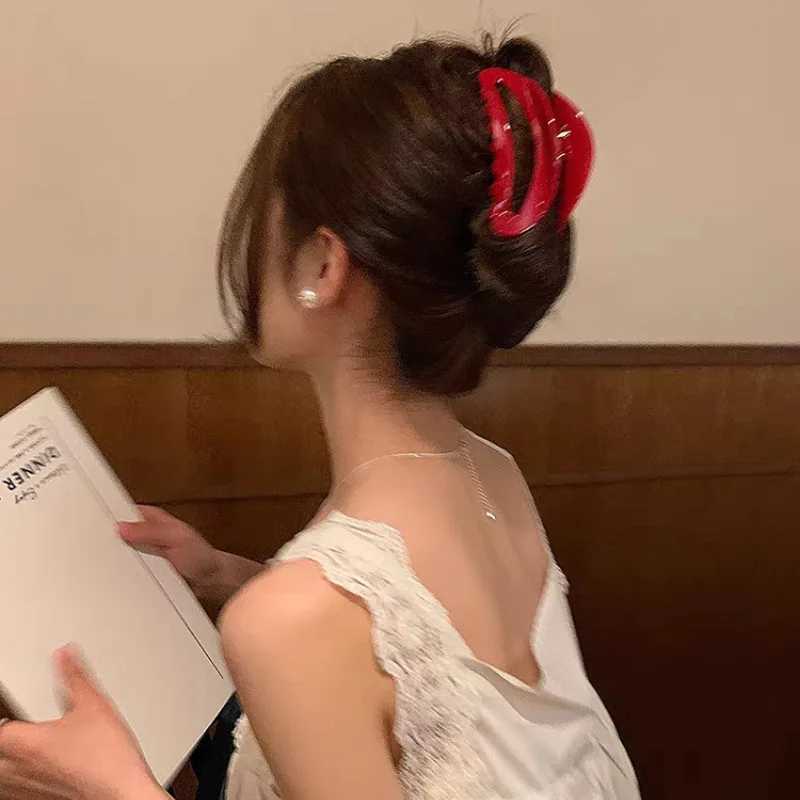 10cm long hair claw crab acetate red hair accessory suitable for girls and women to wear fashionable hairstyles Y2504012