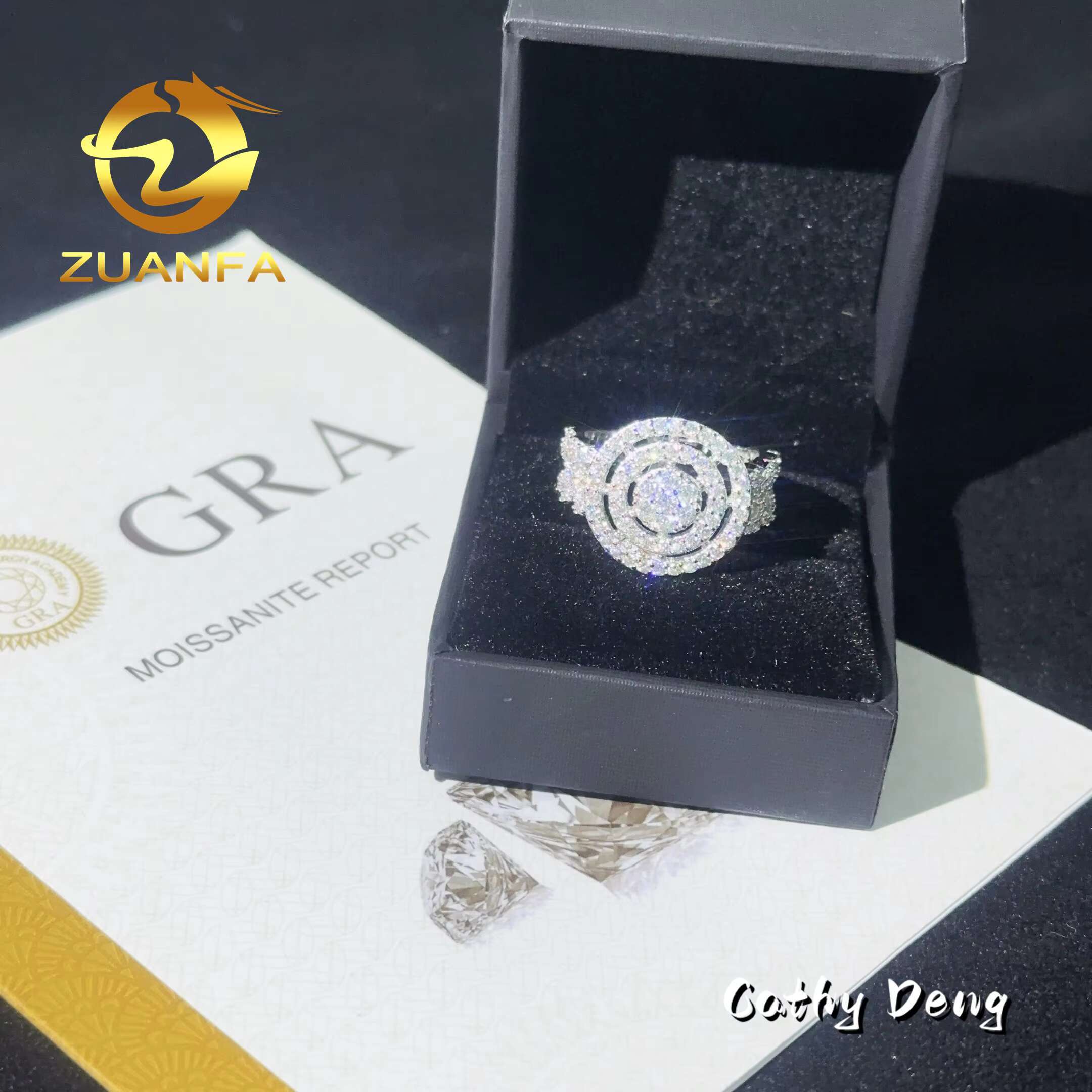 New Arrival Instock Hip Hop Luxury Ring Iced Out Round Brilliant Diamond Moissanite Diamond Ring for Men