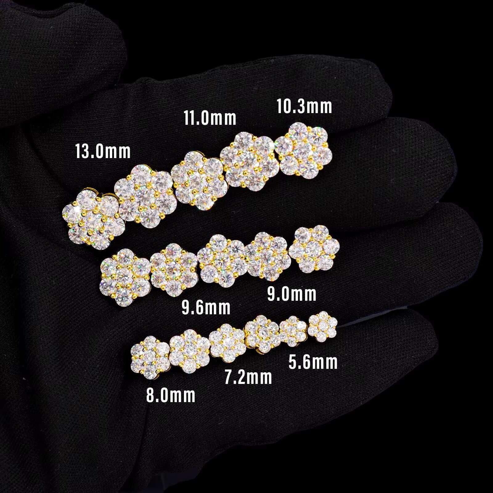 Bulk Wholesale Multi Size Cluster Moissanite Flower Stud Earrings 925 Sterling Silver VVS Diamond Luxury Fine Jewelry Men Women