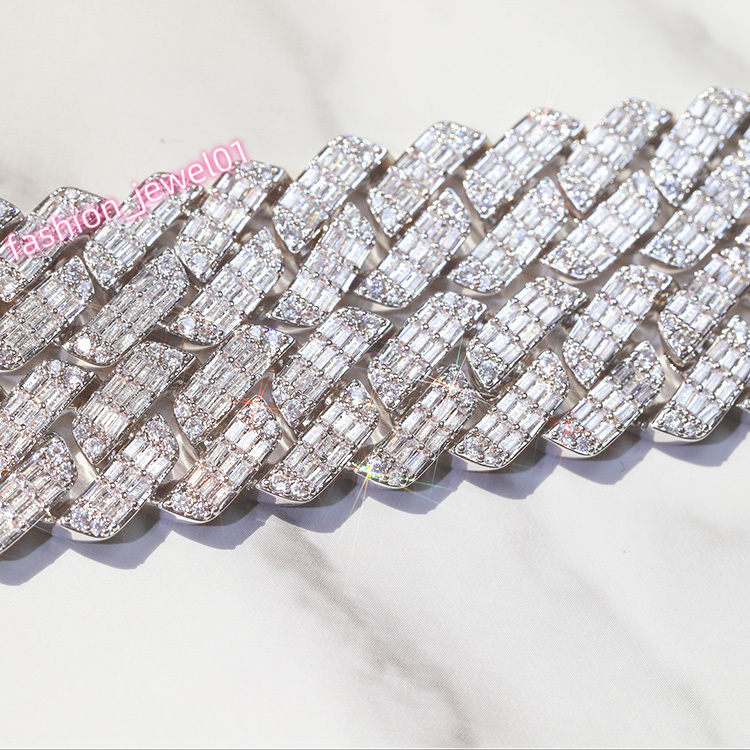 Luxury Heavy 19mm Wide Baguette Moissanite with GRA Certificate Cuban Link Chain