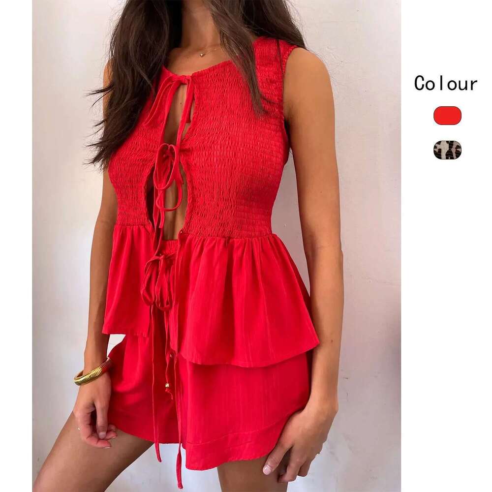Fashionable Streetwear Women's Casual Pantsuit Topslims You And Smooths Your Silhouette 25Year Euro American Crossbody Sleeveles