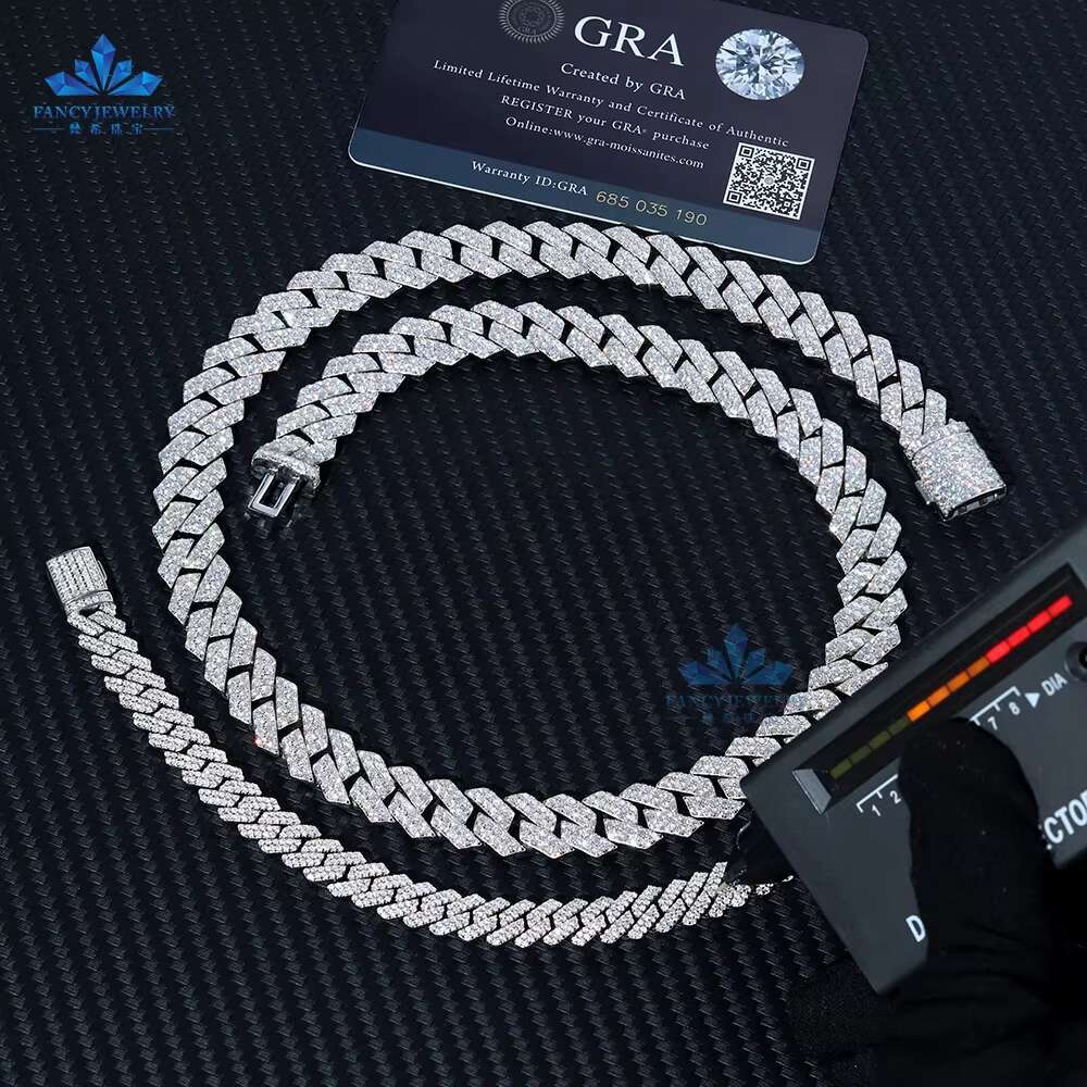 Fine Jewelry Women Micro Paved Cuban Bracelets D VVS Lab Diamond Cuban Link Chain Iced Out 925 Silver Moissanite Cuban Bracelet