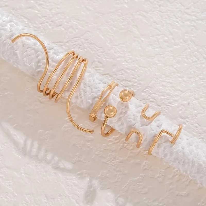 5 Minimalist Fashionable Irregular Gold Womens Ring Set Finger Rings Fashion Girls Jewelry GiftsXJ250412