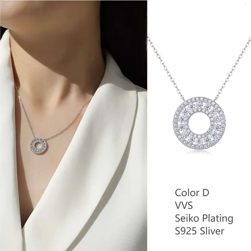 S925 Silver Moissanite Pendant Necklace Fashion Short Accessories Source for Wholesale Gift in Stock