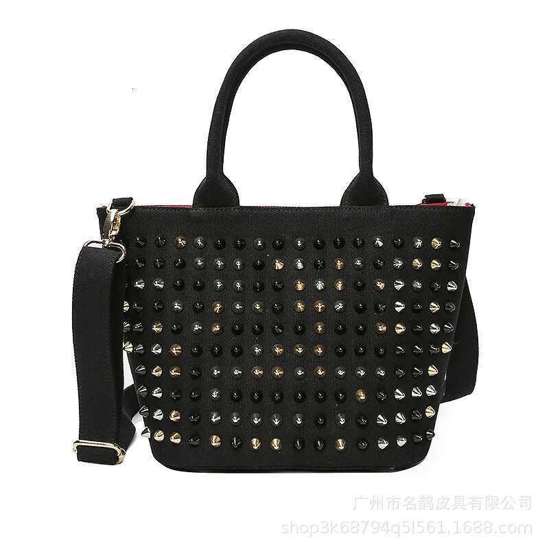 Women Star Rivets Totes Canvas Denim Handbag Large Capacity Mother Bags Studded Single Shoulder Crossbody Bag