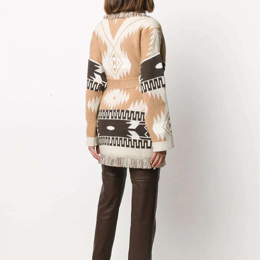 WQJGR Winter Cardigan Sweater Women Wool Kniited Tassel Colorful Print Loose Full Sleeve High Quality Sweaters Female Coat