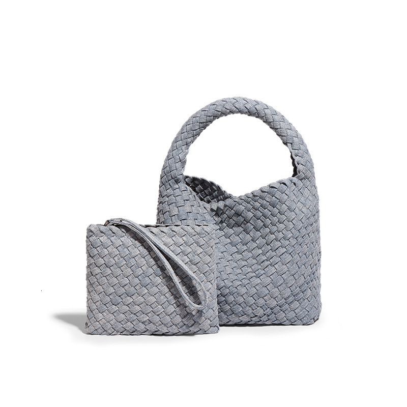 Woven Bags For Women Fashion Denim Mother And Child Bag Designer One Shoulder Crossbody Handbags Vegetable Basket