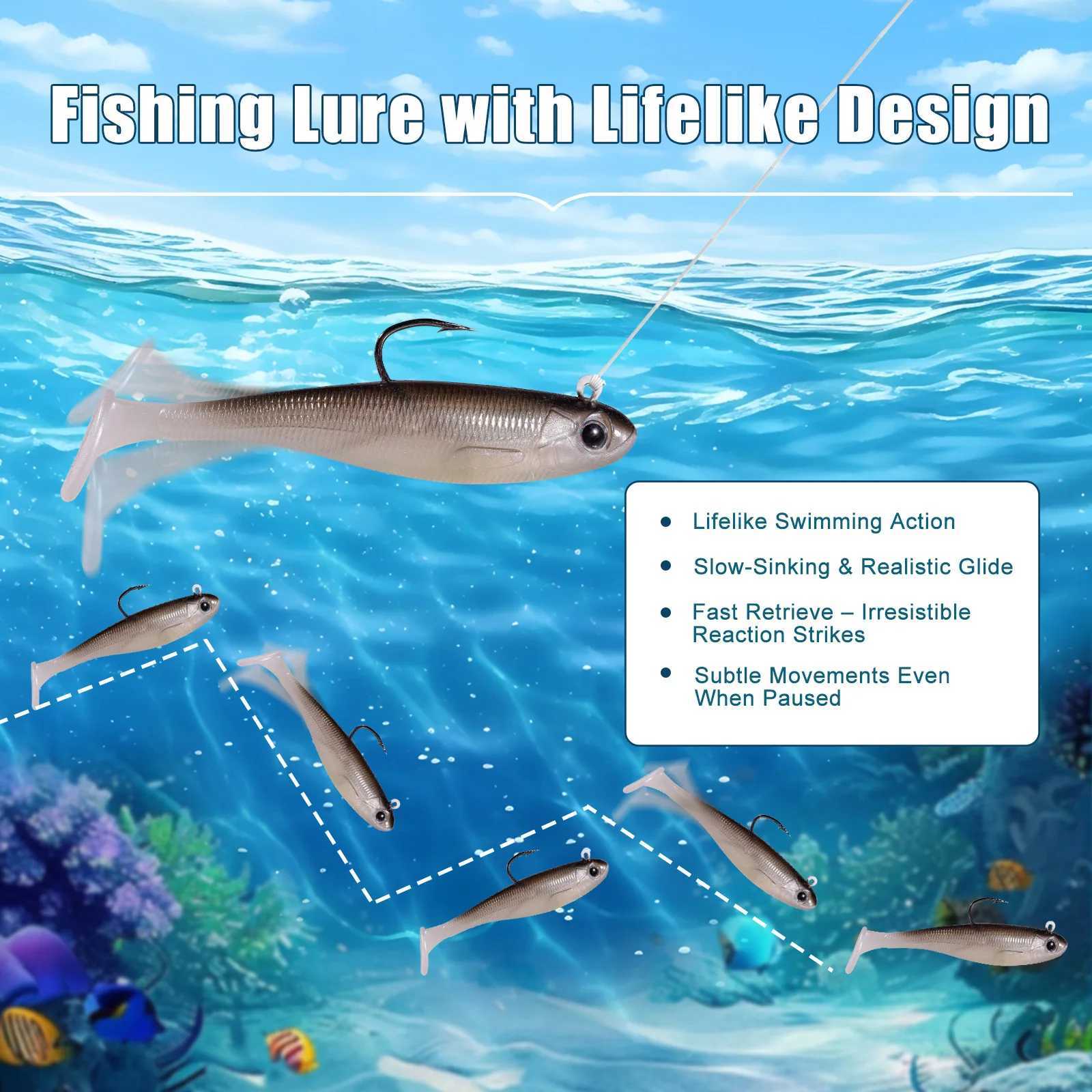 9KM 6Pcs Fishing Soft Lures 6~12.5g Jig Head Soft Fishing Lure Bass Freshwater Perch Paddle Tail Swimbait Fishing Bait Trout Z250411