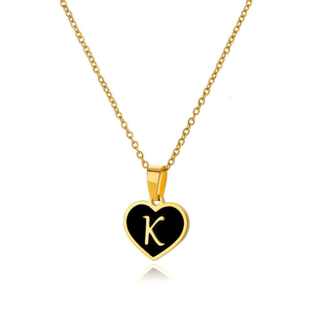 Initial Letter for Women Clavicle Chain Heart Pendant Necklaces Alphabet Stainless Steel Jewelry Freeshipping collares