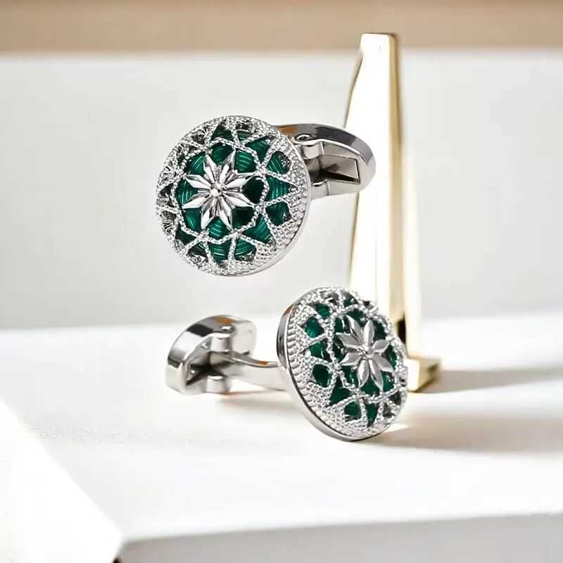 2024 New Kawei Craft Hollow Cufflinks Agate Retro Cufflinks Groom Jewelry Gift ButtonsT250412