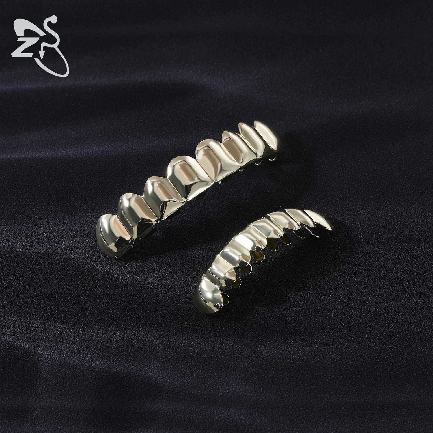 ZS 1 PC/1 set hip-hop silver gold-plated Grillz teeth gloss CZ crystal cross gap Grillz rose star shaped upper and lower tooth caps W250412
