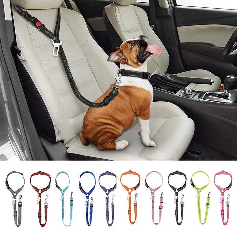 Solid shock resistant 2-in-1 dog harness pet car seat belt clip on rear seat belt kitten collar pet accessories Y250412