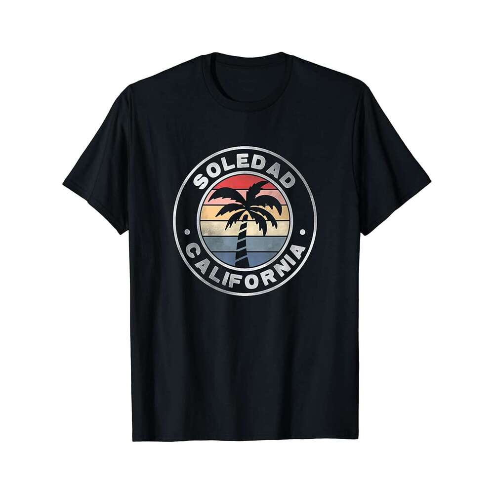 Designer T shirt Soledad California Sunset Palm Trees Beach Retro 100% cotton, short sleeve, Wrinkle resistant, Casual, comfortable fit - 220g T-shirt