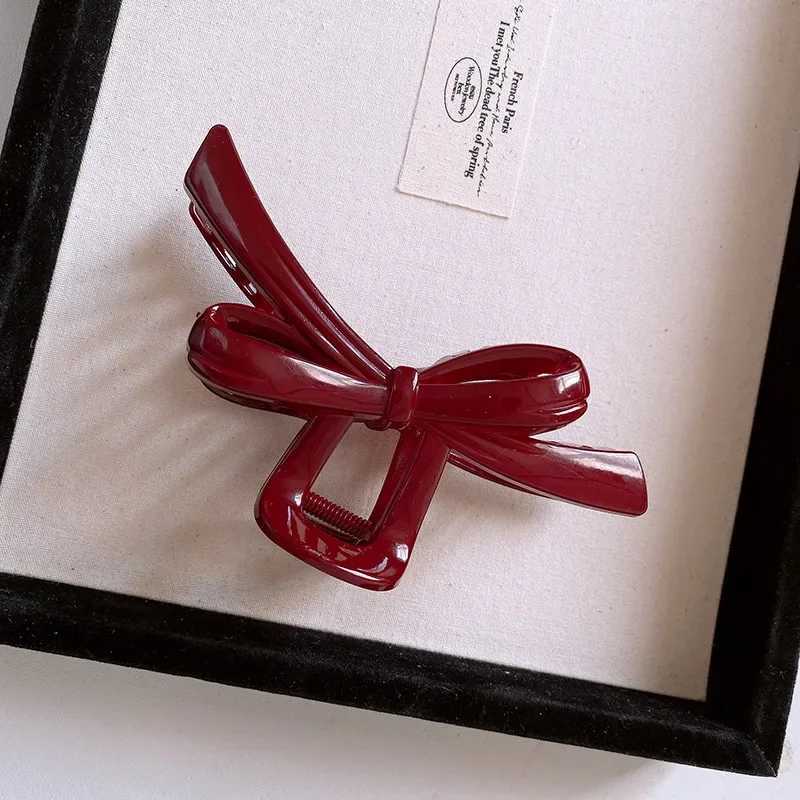 Vintage red black acrylic knot bow womens hair clip trend shark clip simple version head accessories wholesale Y2504012