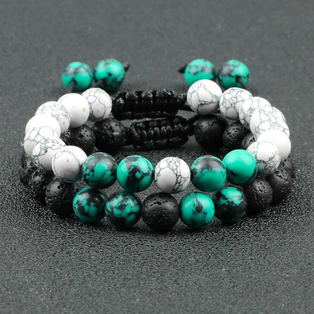 2Pcs Adjustable Braided Natural Stone Beads Bracelets Bangles For Couples Women Men Tiger Eye Lava Bracelet Yoga Jewelry PulseraC250411