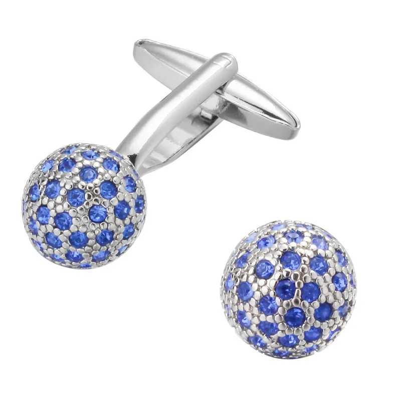 High quality blue crystal ball cufflinks brand new and fashionable French shirt with brass material design for mens wedding cufflinksT250412