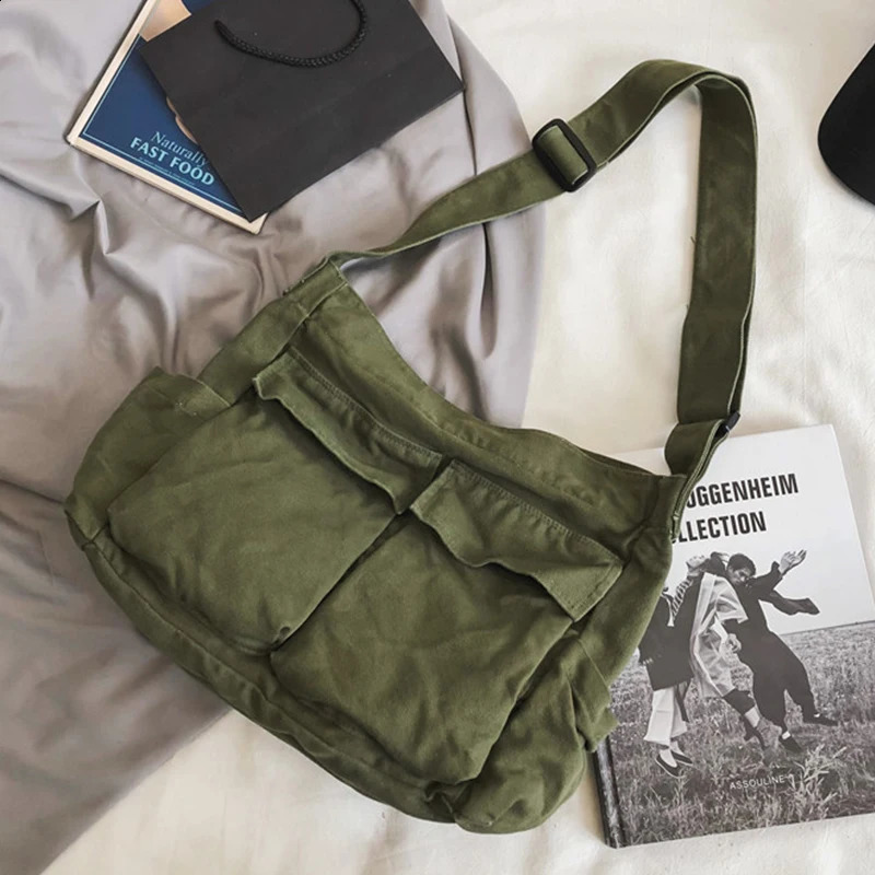 Womens retro handbag canvas youth shoulder bag messenger bag womens casual handbag cross body wallet 250411
