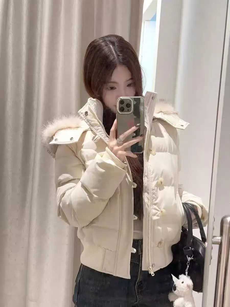 American retro fur collar warm solid color women hooded cotton coat ins winter loose casual slim cotton coat jackets Z251106