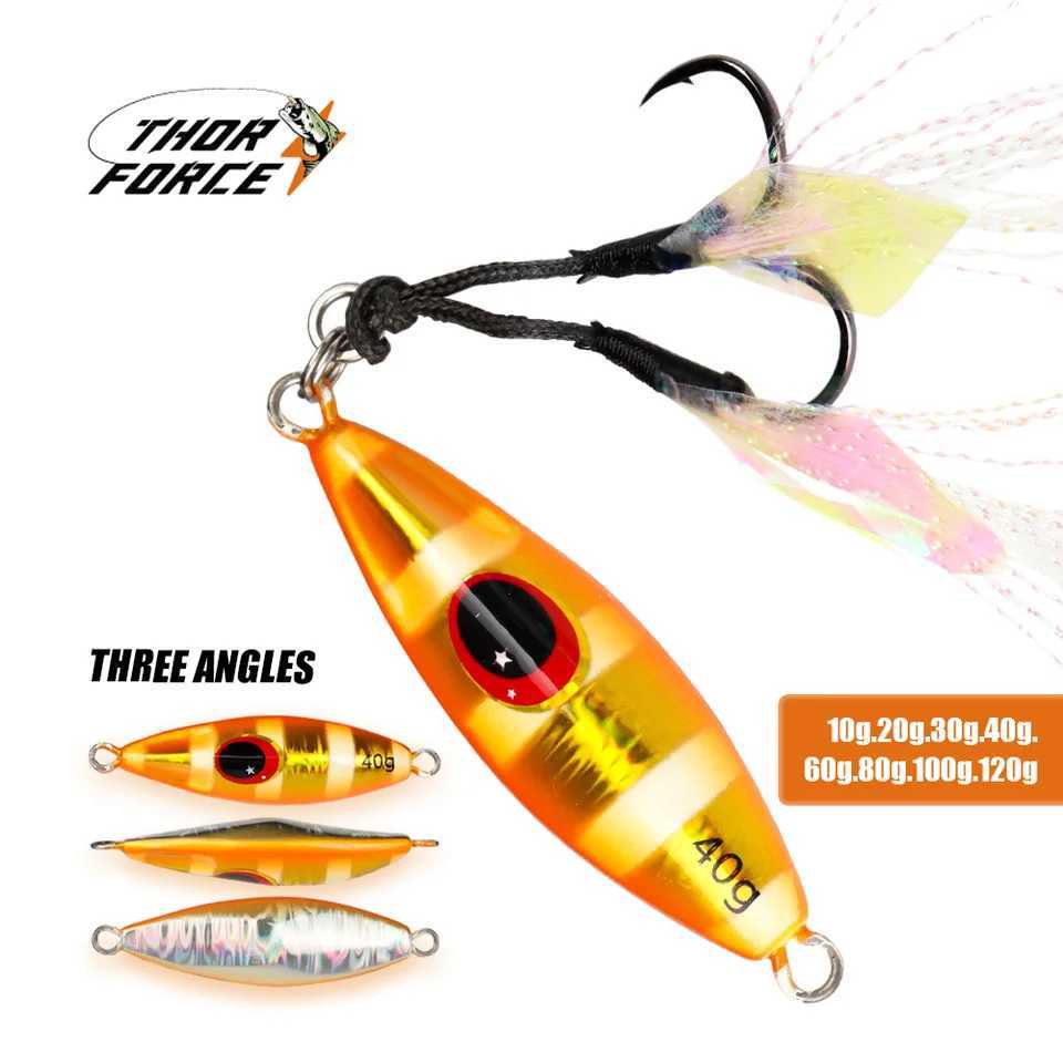 Thorforce 10 20 30 40 60 80 100 120G Luminous Metal Jigging Lure Shore Casting Slow Fall Bee Pitch Jigs Pesca Fishing Lure Z250411